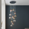 Paloma 12 Light Pendant Chrome Plate With Chrome, Copper, Gold & Clear Glass