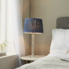 Adelie & Wentworth 1 Light Table Clear Crystal Glass, Bright Nickel Plate & Midnight Blue Silk