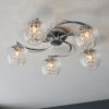 Mesmer 5 Light Semi Flush Chrome Plate, Clear Glass With Clear Glass Beads