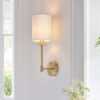 Satin Brass Plate & Vintage White Fabric Wall Light