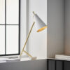 Satin Brass & White Desk Lamp