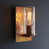 Copper Patina Plate & Clear Glass Wall Light