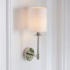 Bright Nickel Plate & Vintage White Fabric Wall Light