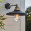 Black & Brushed Silver Finish With Clear Glass Outdoor Wall Light