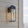 Black & Clear Glass Outdoor Wall Light