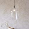Bright Nickel Plate & Clear Hammered Glass Pendant Light