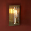 Hammered Brass Plate & Textured Clear Glass Wall Light