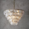 Antique Gold Paint With White & Clear Glass Pendant Light