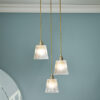 Callaghan 3 Light Pendant Antique Brass and Glass Laura Ashley