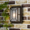 Trent Outdoor Wall Light Black/Gold Frosted Glass IP44