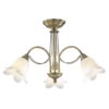 Doublet 3 Light Semi Flush Antique Brass complete with Alabaster Glass